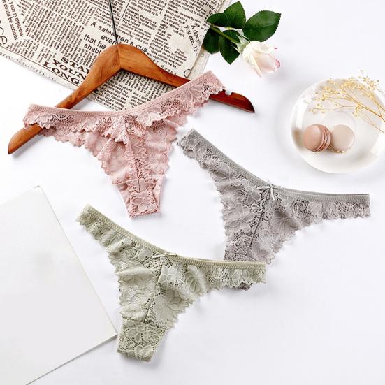 Women's Lace Thongs Sexy T Back Low Waist See Through Bikini Panties Seamless Stretch No Show Underwear