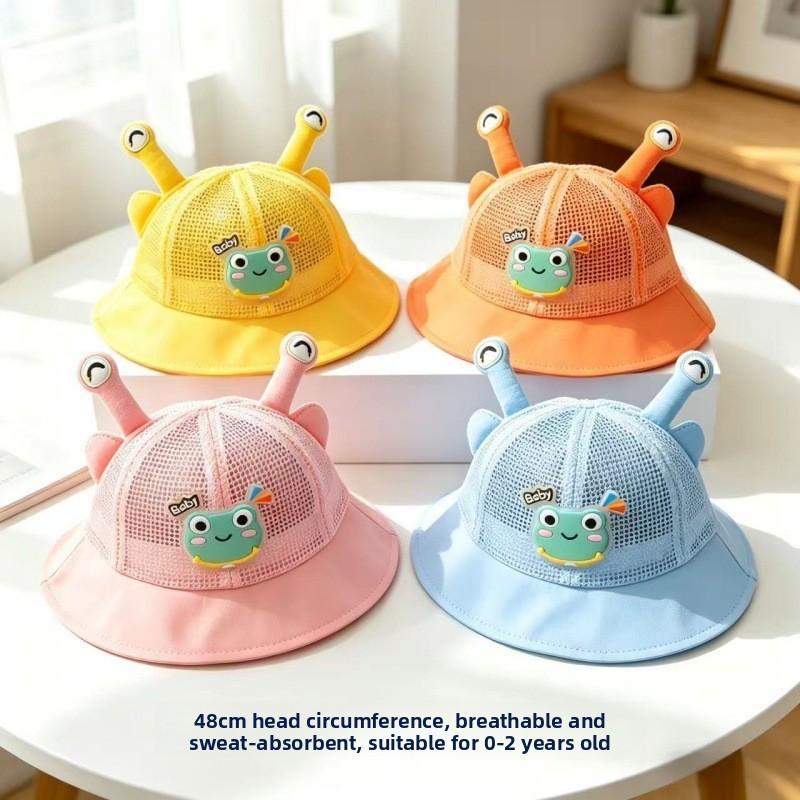 Baby Sommer Niedriger Frosch Netz-Sonnenhut Mit Breiter Krempe Und Atmungsaktiver Baumwolle Für Kinder