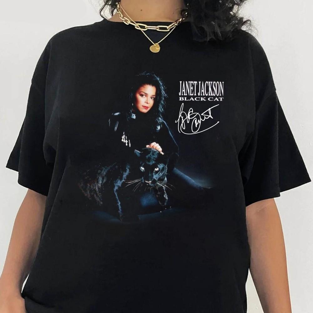 Новая хлопковая мужская футболка унисекс Janet Jackson Черный Кот S-235XL 1D1219 XL