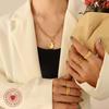Gold Plated Titanium Steel Double Layer Irregular Pendant Necklace - European & American Hip Hop Style Clavicle Chain