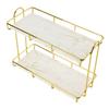 Bathroom Storage Rack Gold White 2 Tier Makeup Shelf Humanized Structure Anti Slip Counter
