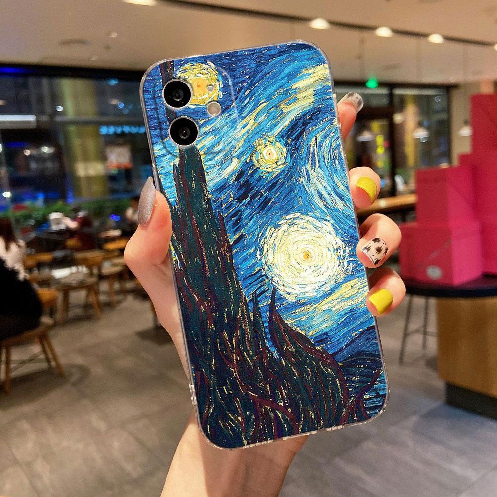 Van Gogh Starry Night Creative Print Phone Case for iPhone 17 16 15 14 13 12 11 Series Pro Max Plus Double Layer Protection