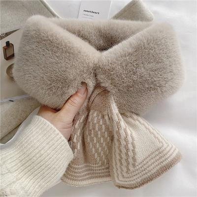 Schal Damen Herbst und Winter Ins Vielseitige Koreanische Version Von Plüsch Imitation Otter Kaninchenfell Schal Streifen Verdickt Warmer Hals Pelzkragen