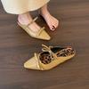 Flats Women Slippers Pointed Toe Bow Shallow Mules Shoes 2025 Summer Designer Walking Soft Slides Party Dress Female