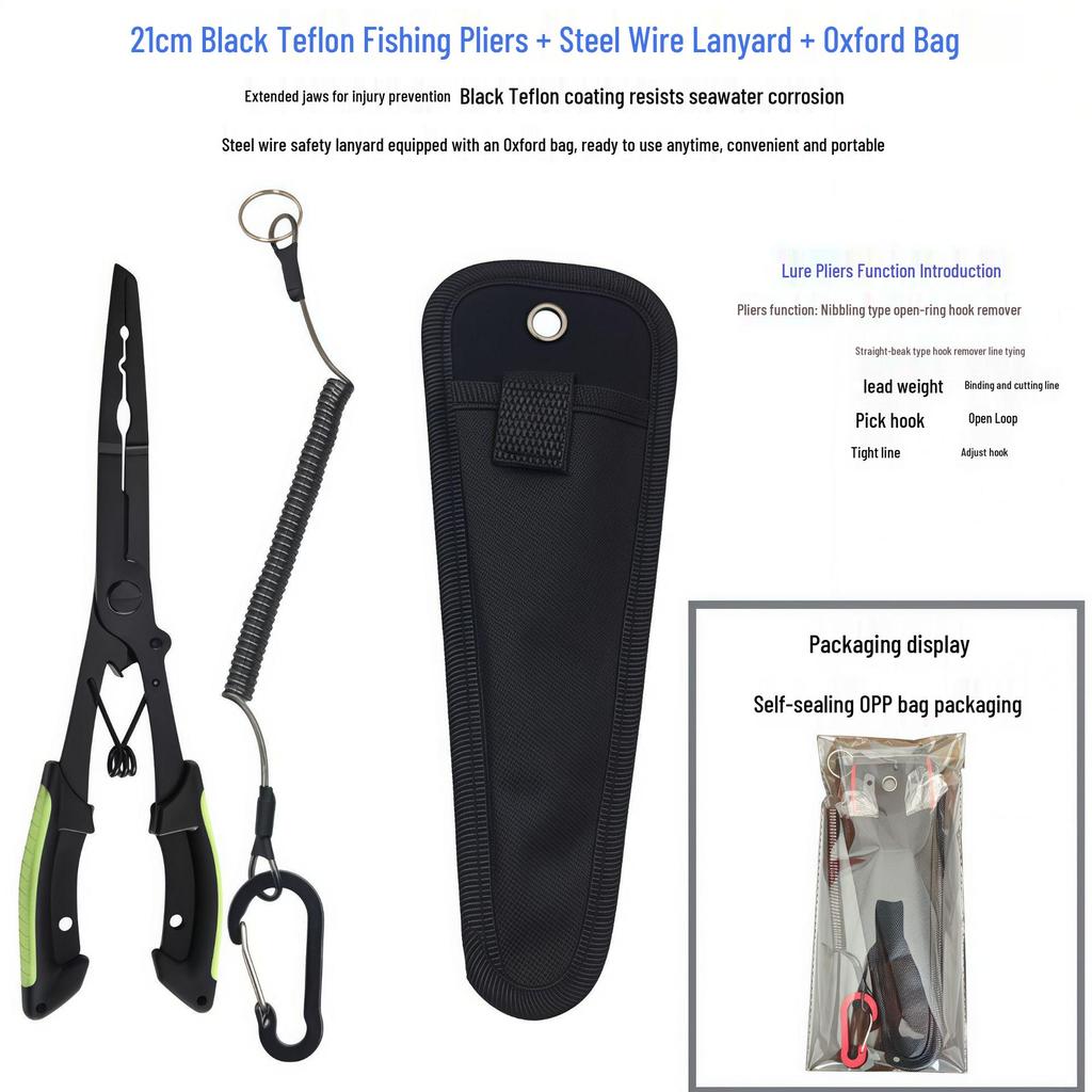 Black Teflon Eagle Beak Fishing Pliers: Multi-functional Hook, Line Cutter & Fish Control Tool
