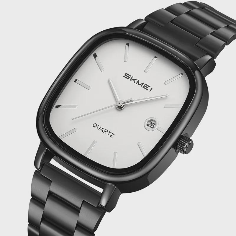 Luxury Mens Quartz Calendar Watches Stainless Steel Strap Waterproof Analog Display Fashion Casual Wristwatch