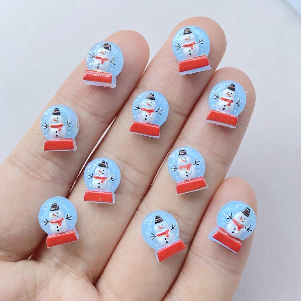 50pcs Resin Mini Colorful Christmas Snowman Tree Santa Claus Deer Flatback Figurines Nail Art DIY Scrapbook Accessories Crafts