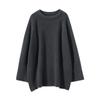 Women's Mid-Length 100% Pure Wool Sweater - Loose Fit, Slit Design, Lazy Style for Autumn and Winter.