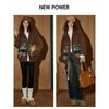 Coolhut Retro Patchwork Ethnic Style Contrasting Color Design Lapel Loose and Versatile New Winter Women's Cotton Coat