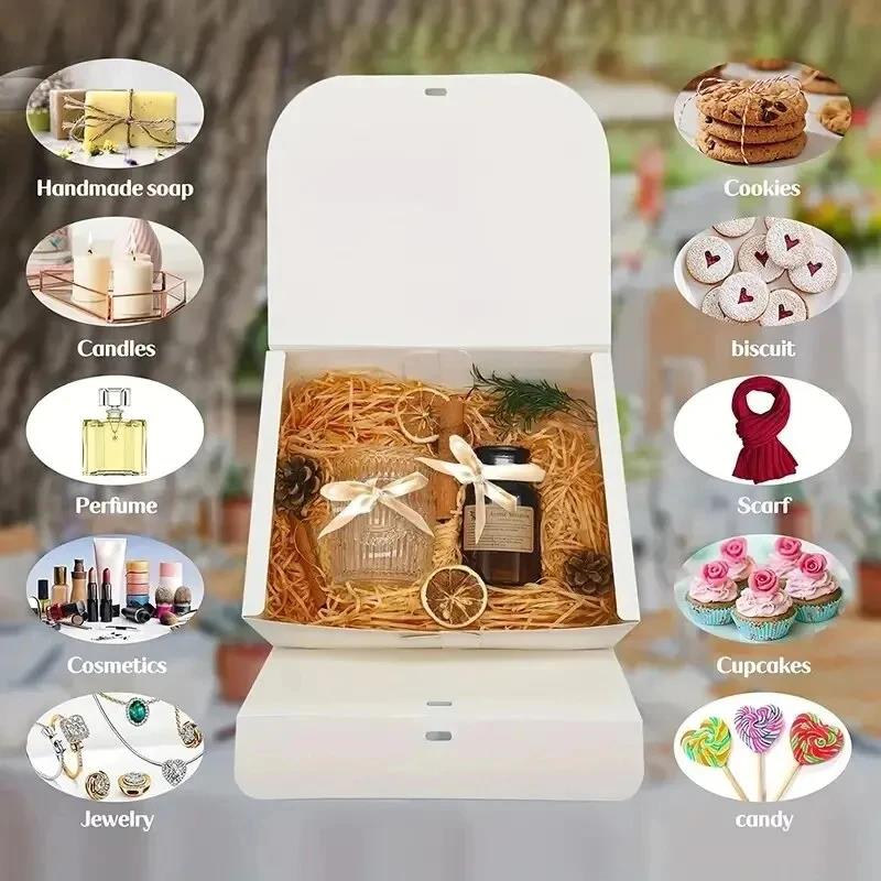3 Stück Große Weiße Geschenkbox mit Schleife Hochzeits-Brautjungferngeschenk-Verpackungsbox Geburtstagsfeier-Gastgeschenke Süßigkeiten-Kekslagerung Weihnachten