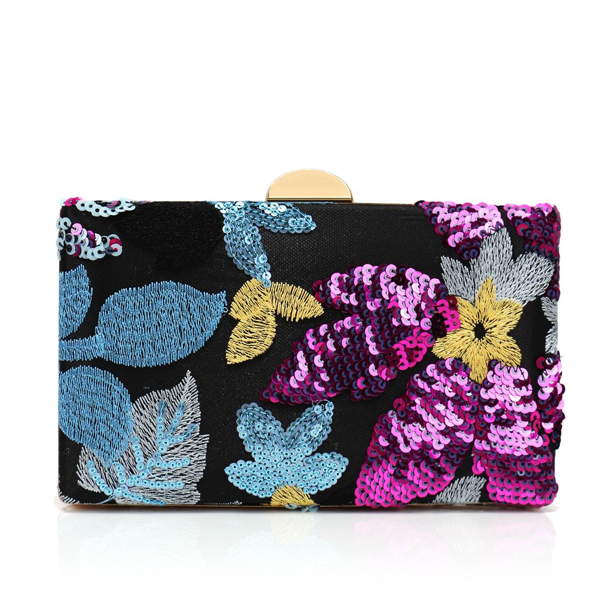 

Ladies Elegant Fashion Clutch Bag Versatile Bead Embroidery Dress Wedding Party Small Square Bag [Random Pattern]