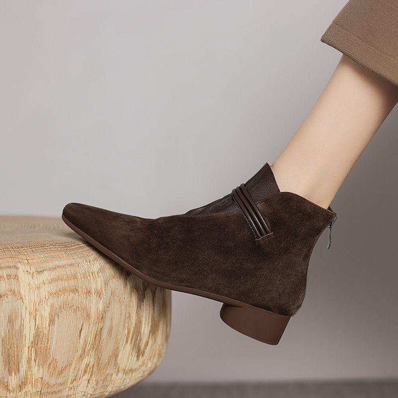 Fashion Elegant with Low Heels Pointed Toe Women's Ankle Boots Autumn Winter Booties Goth Designer Luxury Warm Female Short Shoes Sale