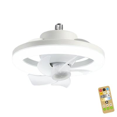 Ceiling Fan Light Remote Control Fan Chandelier E27 Lamp Holder 360 Head Shaking 3-gear Dimmable 3-speed Wind for Bedroom Study