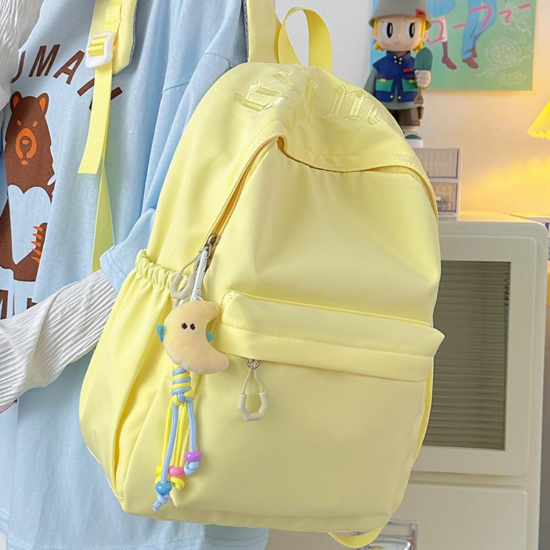 Japanese Simple and Versatile Large-capacity Solid-color Campus Schoolbag Women's New Summer Light Commuter Shoulders