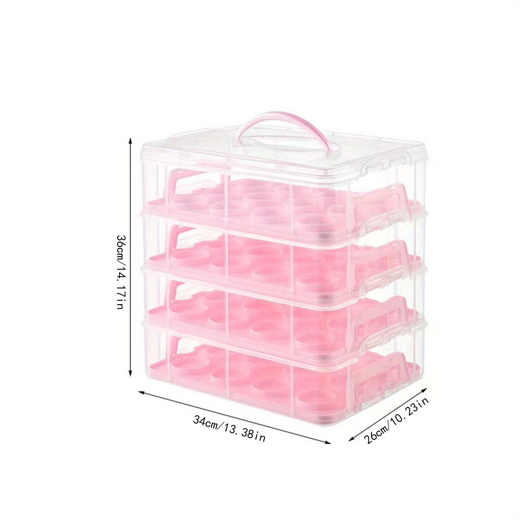 

4-Layer Plastic Clear Cake Box - Holds 48 Cupcakes Portable Dessert Storage Container сливовый
