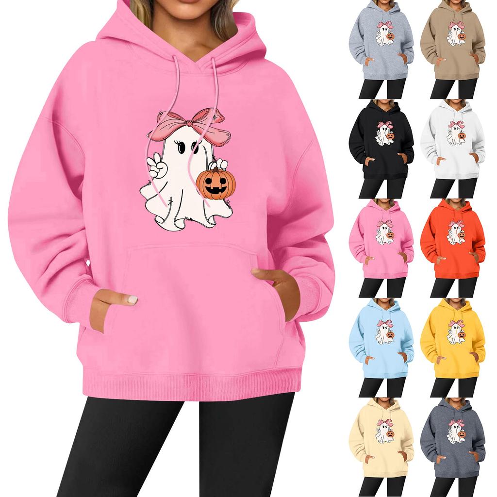 Women's Casual Fashion Solid Color Rugby Print Long Sleeve Hooded Sweatshirt Top
