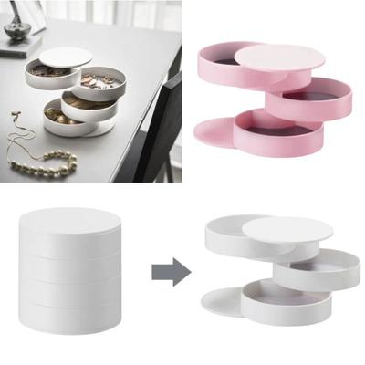 Multi-Layer Rotating Jewelry Storage Box Ring Bracelet Storage Anti Dust Rotating Jewelry Organizer Box Nordic Style With Lid