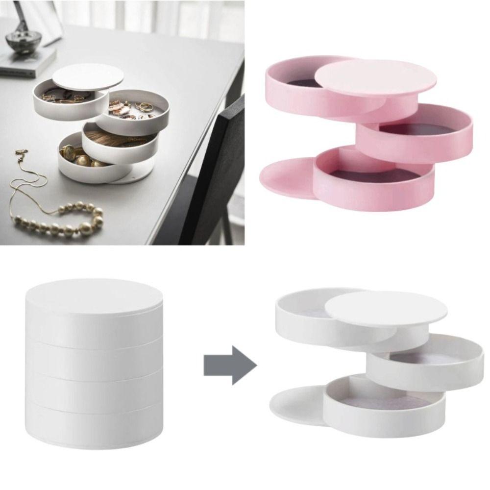 Multi-Layer Rotating Jewelry Storage Box Ring Bracelet Storage Anti Dust Rotating Jewelry Organizer Box Nordic Style With Lid