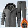 Men's 2-piece Set Snow Set Thickened Set Plus Size Sports Work Suit Jacket + Pants 2-piece Set