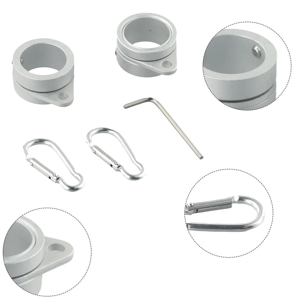 Set Aluminum Flag Pole Rings 360 Degree Rotating Flagpole Flag Mounting Rings With Carabiners AntiWrap For 0.75-1.02 Inches