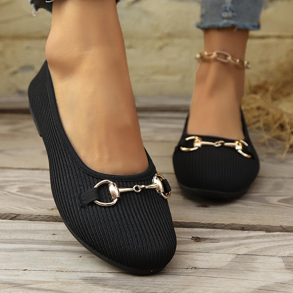 Französische Ballerinas Britischer Stil kleiner duftender Wind flacher Ausschnitt runde Spitze 2025 Frühling und Sommer Oma-Schuhe Einzelne Schuhe Damenschuhe