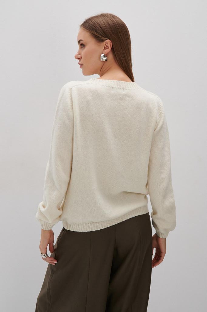 Elegant Flow Ecru Merino Wool Sweater