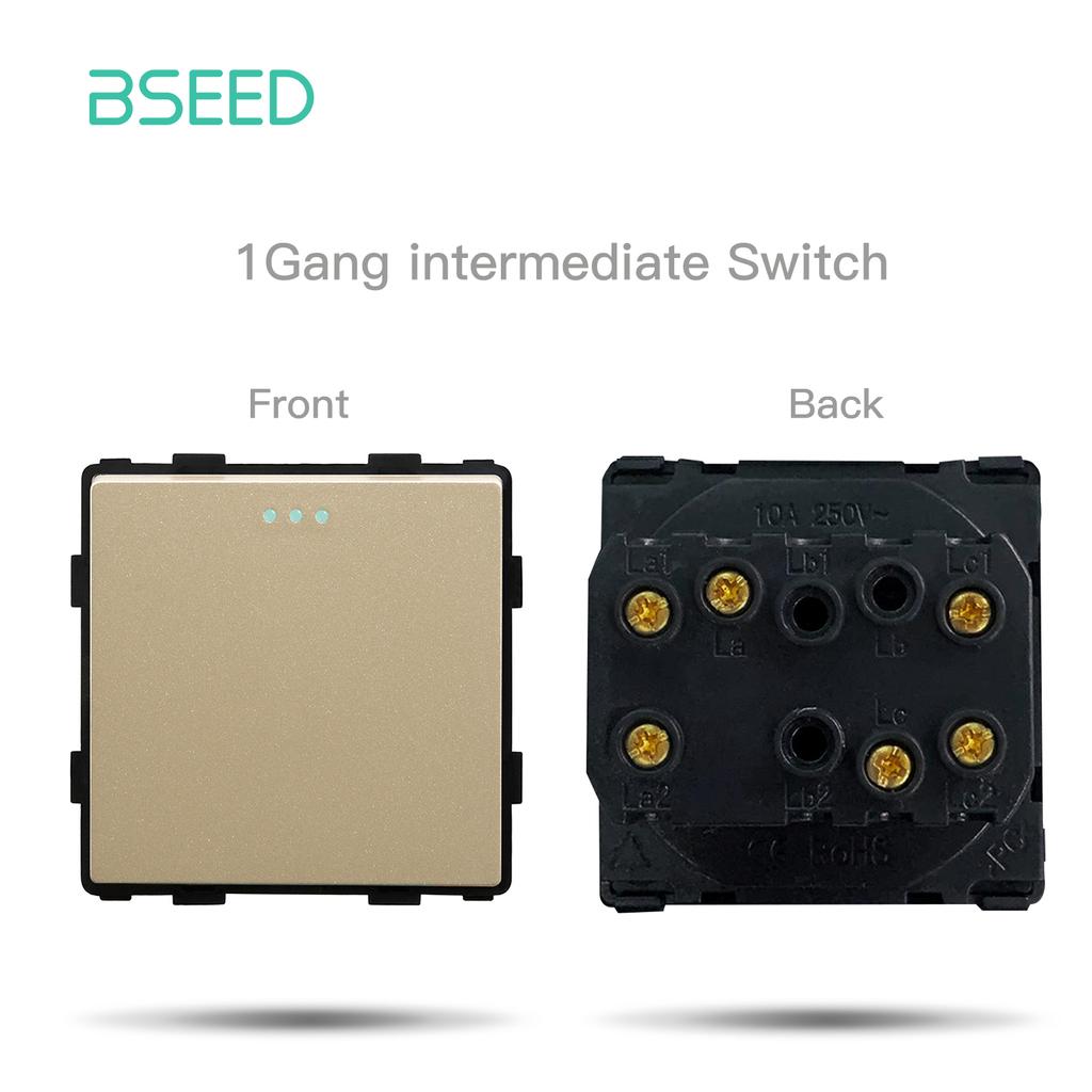 BSEED Mechanical Button Light Switches 1/2/3Way Half TV RJ45 ST Plug EU FR Wall Sockets USB Type-c Ports DIY Parts Glass Frames