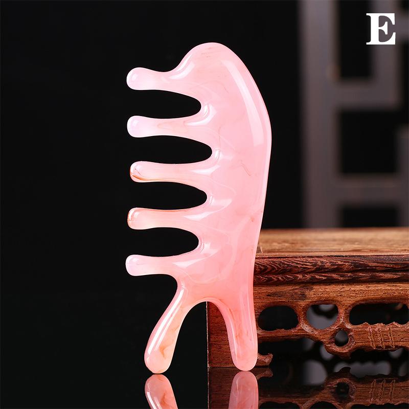 Große Zähne Kopf Akupunkturpunkt 5-Zahn Meridian Blut Massagekamm Harz Großzahn Kopfmassagegerät 5-Pfoten Halbrund Form Kamm