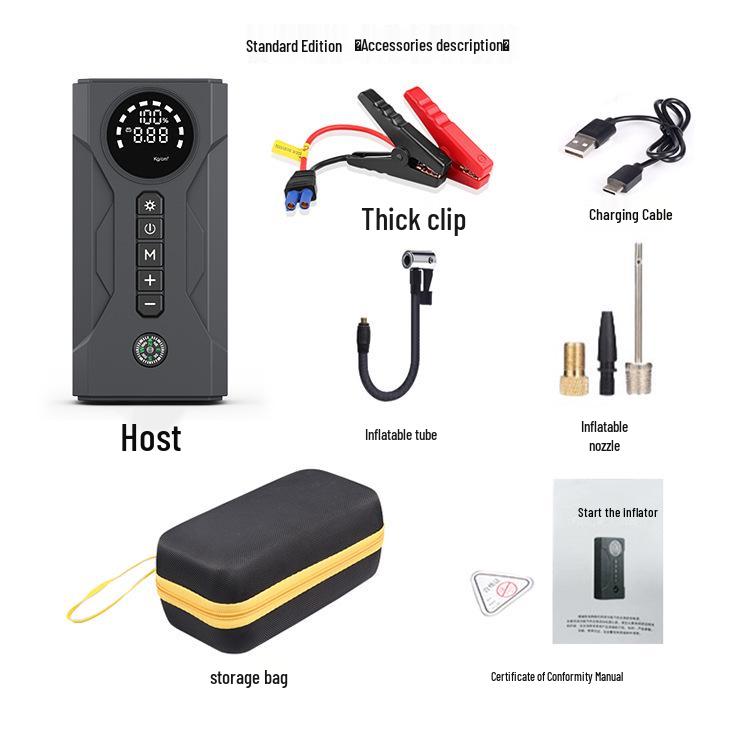 Portable All-in-One Car Jump Starter and Power Bank with Inflator