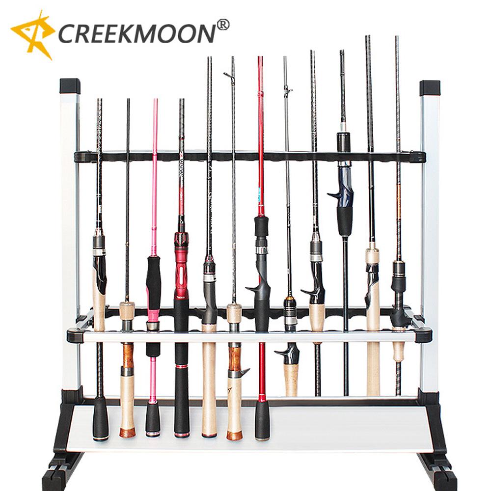 Upgraded 12 Slots Fishing Rod Rack Holder Aluminum Alloy Trekking Poles Bracket Display Stand Organizer Tackle Support Mount