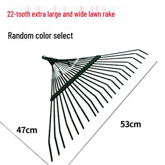 Garden Rake with Long Wooden Handle for Lawn and Leaves