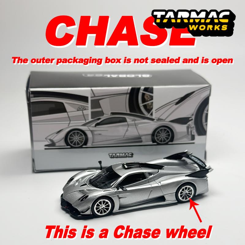 TW 1:64 Tarmac Works Pagani Huayra R Satin Silver Chase alloy car model