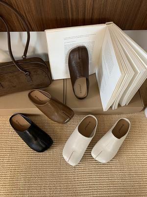 Bailamos Dame Split-tå Tabi Ninja Tøfler Flat sko Rund tå Grunn Lat Slip-on Båt Slingback Mules Sko Myk Loafer