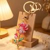 Keychain Pendant Rose Flower Shape Key Holder with Multicolor Rhinestones Anti-Oxidation Lobster Clasp Keyring Backpacks Car Accessory