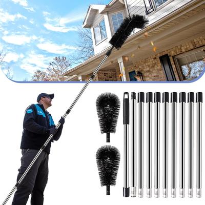 New Heavy-Duty Gutter Cleaning Tool Set Aluminum Tubes And Sturdy Nylon Brush Included 1 Cleaning Scraper Gutter Cleaner