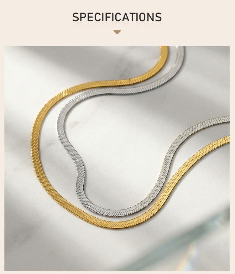 Herringbone Necklace Tarnish-Resistant Stainless Steel Waterproof Minimalist Layering Chain Jewelry for Women