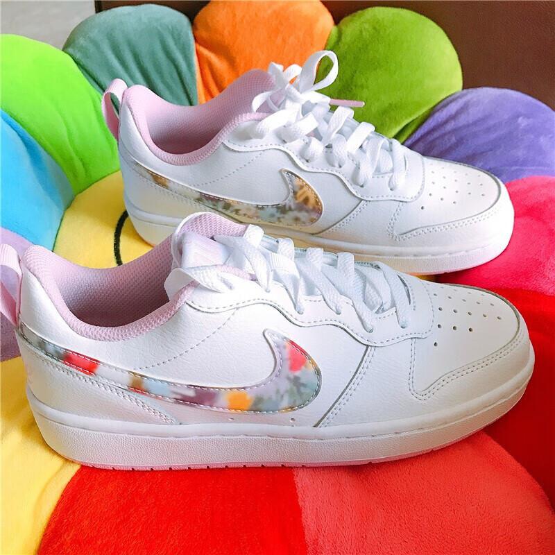 New Nike Court Bourough Low 2 SE Floral Swoosh GS CK5426-100