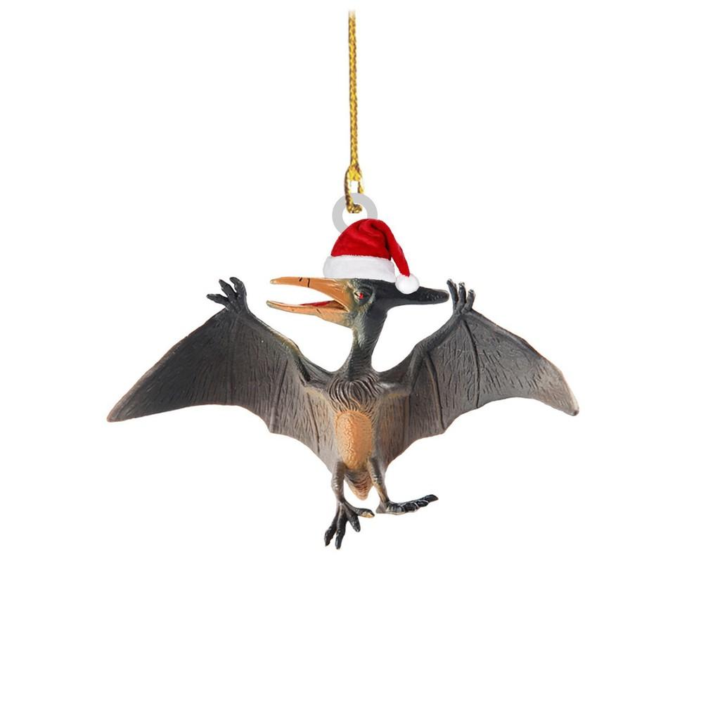 Festive Flat Dinosaur Acrylic Christmas Ornament Cheerful Vehicle Decoration Gift For All Ages