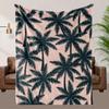 Tropical Palm Tree Print Flannel Blanket - Soft, Breathable Polyester, All-Season Cozy Throw for Home Decor, Perfect Gift