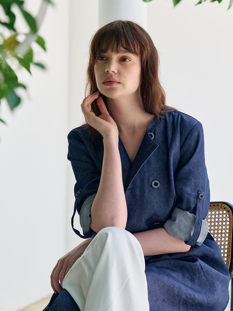 Frix By Kim Tae Hoon Hot Summer Linen Denim High-Waisted Trench Dress_ Blue-Denim