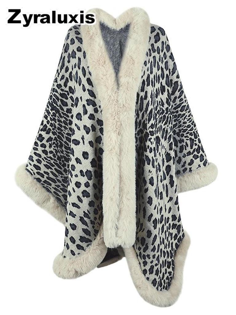 Women's Leopard Print Faux Fur Hoodie with Warm Sherpa Lining for Fall Winter Casual Wear