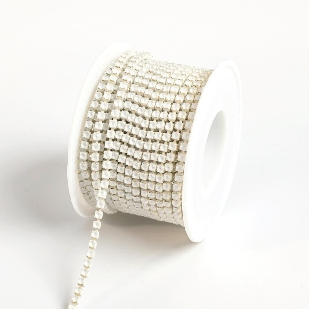 Dust Claw Chain Electroplated Glass Rhinestone Diamond Chain Colored Mocha, Single Row Metal Dense Claw Chain Diy Electrophoretic Clothing Decoration
