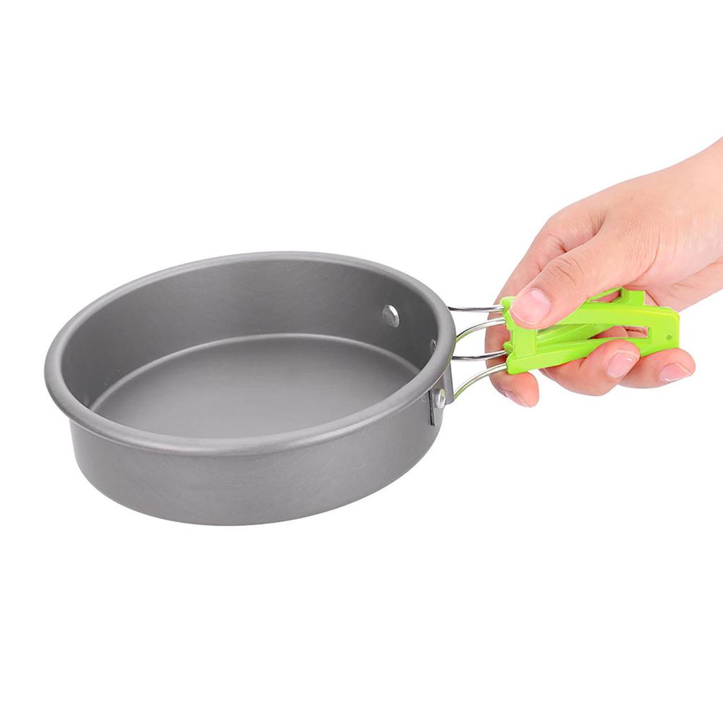 Kit de Utensílios de Cozinha Portátil para Exterior Panela Frigideira Tigela Colher Acessório para Camping Caminhadas Caça (Verde)