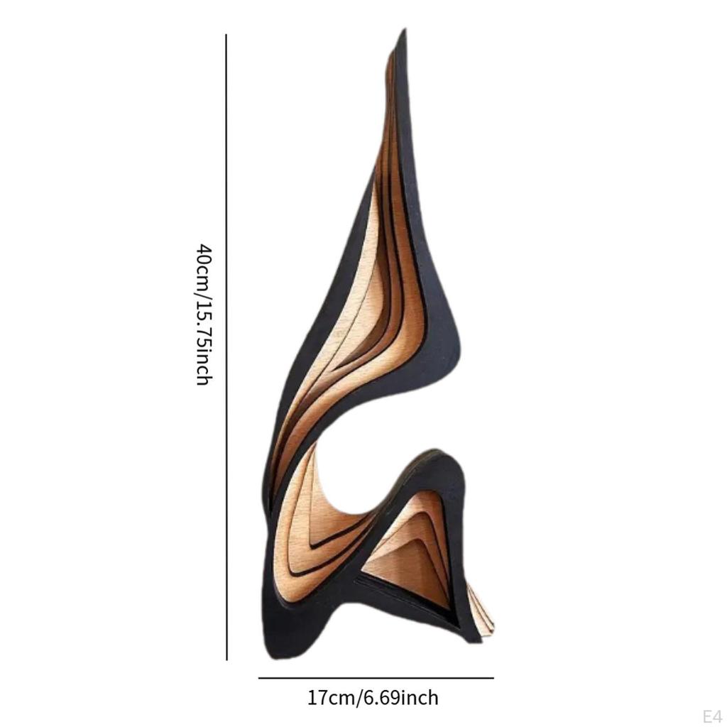 Artistic Curved Wooden Statue, Abstract Sculpture, Collectible, Figure for