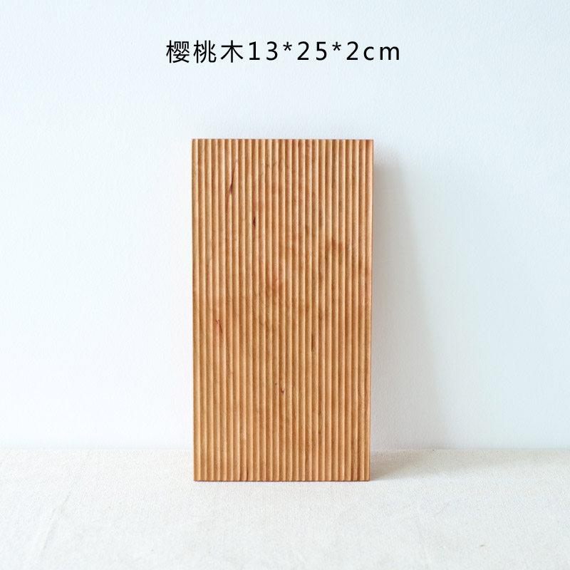 

Serving Tray Japanese Style Cherry Wood Rectangular Striped Solid Wood Handmade Tea Plate Dessert Dish Home Kitchen Food
