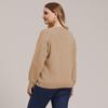 Autumn and Winter Plus Size Women's Solid Colour Simple Woven V-neck Pullover Jumper
