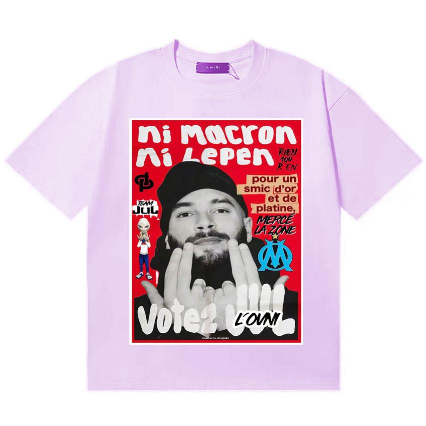 Französischer Rapper Vote2 JUL Merch Grafiken T-Shirts Unisex Damen HipHop Übergroßes T-Shirt Kurzarm Gothic Lässiges T-Shirt Unisex