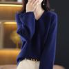 Autumn and Winter V-neck Wool Sweater Women's Pullover Long Sleeve Solid Color Loose Knitted Sweater Soft Waxy
