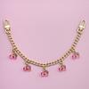DIY Zinc Alloy Bag Hanging Chain with Cherry Pendant Detachable Clothing Pants Chain Shoulder Bag Carrying Chain for Woman