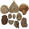 Decorative Wooden Stamps Textile Printing Blocks Multi Pattern Hand Carved